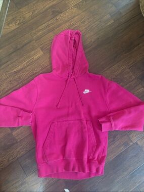Nike Hot Pink Hooded Pullover with White Swoosh